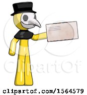 Poster, Art Print Of Yellow Plague Doctor Man Holding Large Envelope