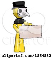 Poster, Art Print Of Yellow Plague Doctor Man Presenting Large Envelope