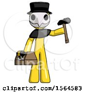 Poster, Art Print Of Yellow Plague Doctor Man Holding Tools And Toolchest Ready To Work