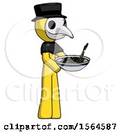 Poster, Art Print Of Yellow Plague Doctor Man Holding Noodles Offering To Viewer