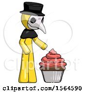 Poster, Art Print Of Yellow Plague Doctor Man With Giant Cupcake Dessert