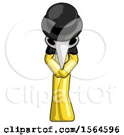 Poster, Art Print Of Yellow Plague Doctor Bending Over Hurt Or Nautious