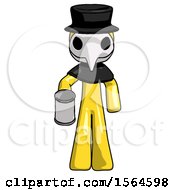 Poster, Art Print Of Yellow Plague Doctor Man Begger Holding Can Begging Or Asking For Charity