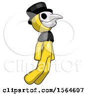 Poster, Art Print Of Yellow Plague Doctor Man Floating Through Air Right