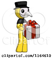 Yellow Plague Doctor Man Giving A Present
