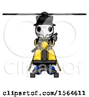 Poster, Art Print Of Yellow Plague Doctor Man Flying In Gyrocopter Front View