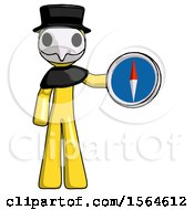 Poster, Art Print Of Yellow Plague Doctor Man Holding A Large Compass