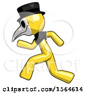 Poster, Art Print Of Yellow Plague Doctor Man Running Fast Left