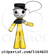 Poster, Art Print Of Yellow Plague Doctor Man With Word Bubble Talking Chat Icon