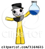 Poster, Art Print Of Yellow Plague Doctor Man Holding Large Round Flask Or Beaker