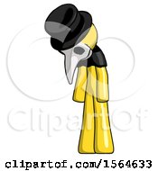 Poster, Art Print Of Yellow Plague Doctor Man Depressed With Head Down Turned Left