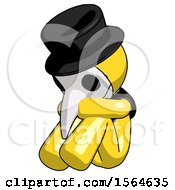 Yellow Plague Doctor Man Sitting With Head Down Facing Angle Left