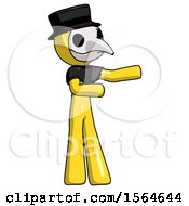 Yellow Plague Doctor Man Presenting Something To His Left