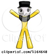Poster, Art Print Of Yellow Plague Doctor Man Surprise Pose Arms And Legs Out