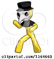 Yellow Plague Doctor Man Martial Arts Defense Pose Left