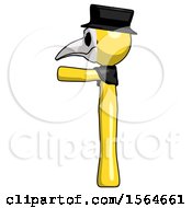 Poster, Art Print Of Yellow Plague Doctor Man Pointing Left