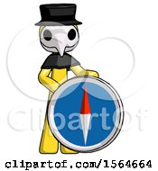 Poster, Art Print Of Yellow Plague Doctor Man Standing Beside Large Compass