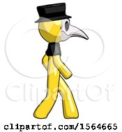 Poster, Art Print Of Yellow Plague Doctor Man Walking Right Side View