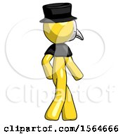 Poster, Art Print Of Yellow Plague Doctor Man Walking Away Direction Right View