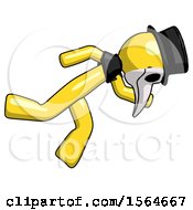Poster, Art Print Of Yellow Plague Doctor Man Running While Falling Down