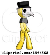 Poster, Art Print Of Yellow Plague Doctor Man Walking Turned Right Front View