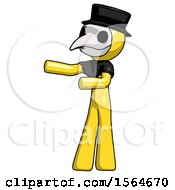 Poster, Art Print Of Yellow Plague Doctor Man Presenting Something To His Right