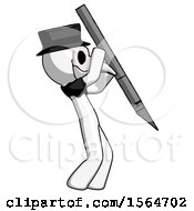 Poster, Art Print Of White Plague Doctor Man Stabbing Or Cutting With Scalpel