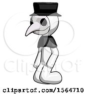 White Plague Doctor Man Kneeling Angle View Left