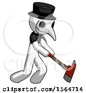 Poster, Art Print Of White Plague Doctor Man Striking With A Red Firefighters Ax