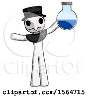 White Plague Doctor Man Holding Large Round Flask Or Beaker