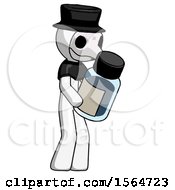 White Plague Doctor Man Holding Glass Medicine Bottle