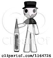 Poster, Art Print Of White Plague Doctor Man Standing With Large Thermometer