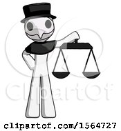 Poster, Art Print Of White Plague Doctor Man Holding Scales Of Justice