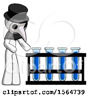 Poster, Art Print Of White Plague Doctor Man Using Test Tubes Or Vials On Rack