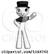 Poster, Art Print Of White Plague Doctor Man Waving Left Arm With Hand On Hip
