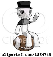 Poster, Art Print Of White Plague Doctor Man Sitting On Giant Football