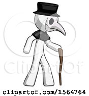 Poster, Art Print Of White Plague Doctor Man Walking With Hiking Stick