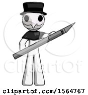 Poster, Art Print Of White Plague Doctor Man Holding Large Scalpel