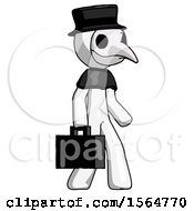 Poster, Art Print Of White Plague Doctor Man Walking With Briefcase To The Right