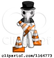 Poster, Art Print Of White Plague Doctor Man Holding A Traffic Cone