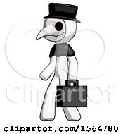 Poster, Art Print Of White Plague Doctor Man Walking With Briefcase To The Left