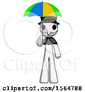 Poster, Art Print Of White Plague Doctor Man Holding Umbrella Rainbow Colored