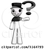 Poster, Art Print Of White Plague Doctor Man Holding Question Mark To Right