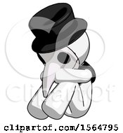 White Plague Doctor Man Sitting With Head Down Facing Angle Left