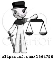 Poster, Art Print Of White Plague Doctor Man Justice Concept With Scales And Sword Justicia Derived