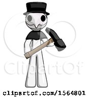 Poster, Art Print Of White Plague Doctor Man Holding Hammer Ready To Work