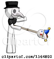 Poster, Art Print Of White Plague Doctor Man Holding Jesterstaff - I Dub Thee Foolish Concept