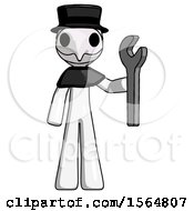 White Plague Doctor Man Holding Wrench Ready To Repair Or Work