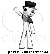 White Plague Doctor Man Waving Emphatically With Right Arm