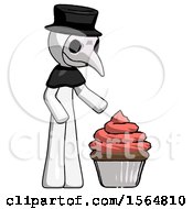 Poster, Art Print Of White Plague Doctor Man With Giant Cupcake Dessert